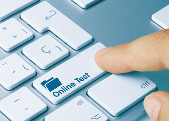 Online Test - Inscription on Blue Keyboard Key.