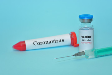 Coronavirus - 2019-nCoV. Coronavirus Vaccine.Test tube with blood identified by the 2019-nCoV...