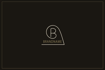 Letter B Logo. Creative Linear Monogram with Inscription. Luxury Sign in Minimalist Style. Design Template for Business Card, Company Name, Label, Initials. Graceful Symbol. Vector illustration