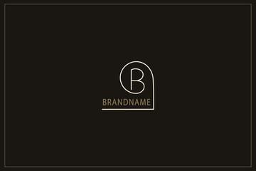 Letter B Logo. Creative Linear Monogram with Inscription. Luxury Sign in Minimalist Style. Design Template for Business Card, Company Name, Label, Initials. Graceful Symbol. Vector illustration
