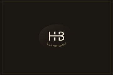 Letter HB Logo. Creative Linear Monogram with Inscription. Luxury Sign in Minimalist Style. Design Template for Business Card, Company Name, Label, Initials. Graceful Symbol. Vector illustration