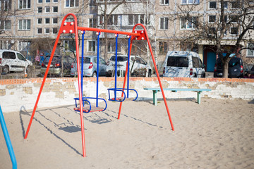 Children's playground in the yard in Kiev in Ukraine