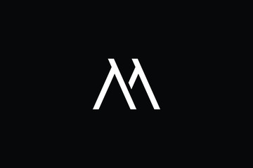 Minimal elegant monogram art logo. Outstanding professional trendy awesome artistic M MY YM AM MA initial based Alphabet icon logo. Premium Business logo in White color on black background
