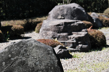 日本庭園のゴツゴツした石