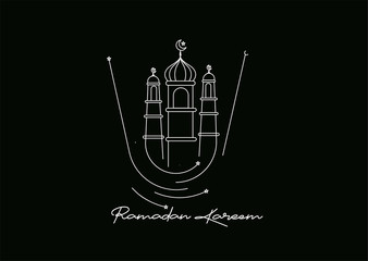 Eid Mubarak celebration- Mosque. banner, scroll,  sticker, badge, price tag, poster. Vector illustration.