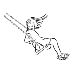 Little girl on the swing , sketch 