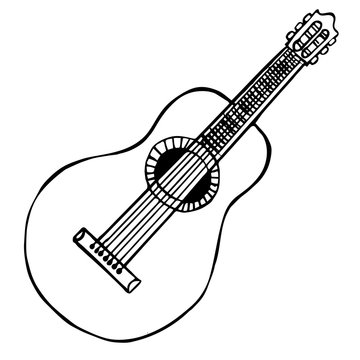 guitar coloring book for adults vector illustration. Black and white lines. Lace pattern