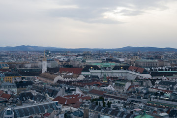 View of the Austrian capital Vienna from a height of St. Stephen's cathedral