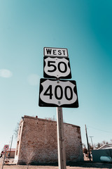 Highway Sign with blue sky