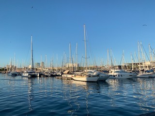 Fototapeta premium Barcelona Spain harbour landscape architecture monument 