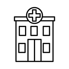 Obraz premium facade of building hospital, line style icon vector illustration design