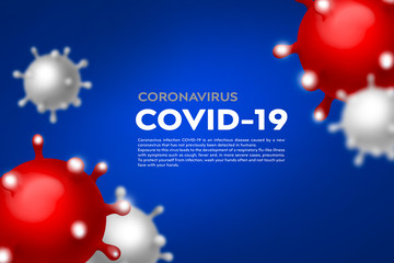 Coronavirus 2019-nCov is a new Asian influenza virus. Opsy bacteria causing a pandemic. Virus banner close up