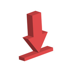 Isometric download vector icon, upload 3d arrow symbol. Simple, flat design for web or mobile app