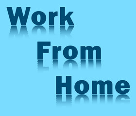 Blue plate with the text work from home at the time of quarantine and epidemic. Vector EPS 10.