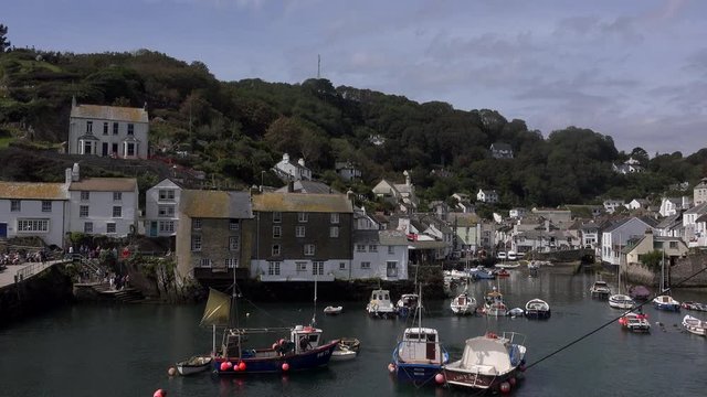 Polperro Cornwall small harbour seaside town UK 4K