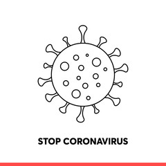 Coronavirus vector icon, bacteria symbol. Simple, flat design for web or mobile app