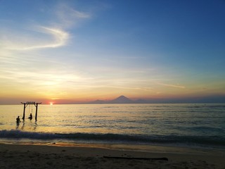 Beautiful sunset at a beach in asia