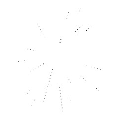 Random dots, circles abstract. Speckles, dotted radial, radiating, circular geometric illustration. Polka-dots, pointillist, pointillism design element