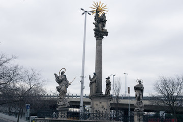 Old monument in the center of the European city of Bratislava