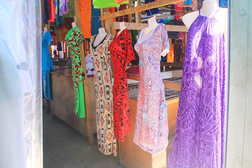 Old Apia Market that selling local fabric and fashion with traditional pattern and vibrant colour.