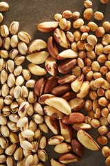 Brazil nuts, pistachio nuts and sacha inchi nuts 