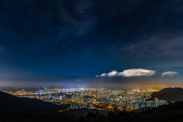 night view at kowloon peak, hong kong