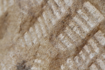 The background pattern on the diagonal cement floor.