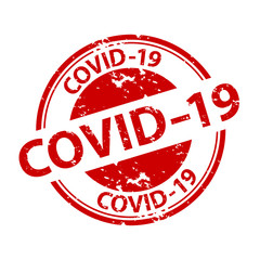 Rubber Stamp Seal Covid-19 - Red Vector Illustration - Isolated