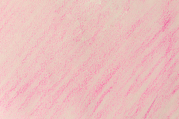 Pink stroke crayon drawing sketch on white paper background.