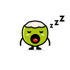 vector design of sleepy coconut mascot