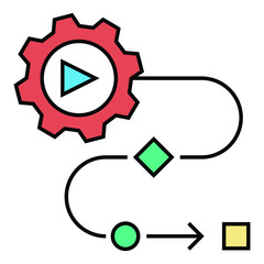 Merger and Acquisition Takeover Tactics Concept, Execution Process on white background, managerial specialization vector color icon design, M&A Symbols