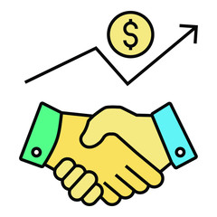 Merger and Acquisition Shareholder Collobration Concept, Payment by cash transcations on white background, M&A Symbols Vector Color Icon design