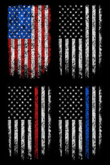 Grunge usa, police, firefighter flag vector design.