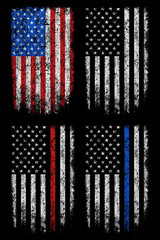 Grunge usa, police, firefighter flag vector design. © Giren