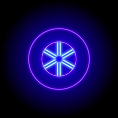 vector neon flat design icon of car wheel tyre symbol