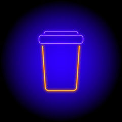 vector neon flat design icon of fastfood coffee cup symbol illustration