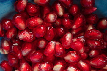 Ripe pomegranate, close up of grain.