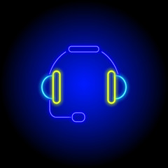 vector neon flat design icon of player device headphones symbol illustration