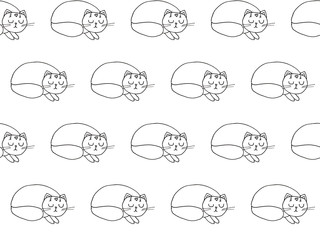 Black and white sleep cat Seamless Pattern background wallpaper