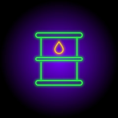 vector neon flat icon of oil barrel container