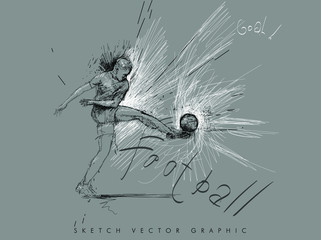 Football concept. Sketch draw soccer player. Vector illustration. Graphic concept soccer. Vector template brochures, flyers, presentations, logo, print