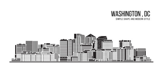 Fototapeta premium Cityscape Building Abstract Simple shape and modern style art Vector design - Washington city , DC