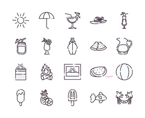 Isolated summer line style icon set vector design