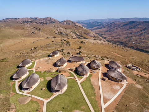 Small traditional resort village located on Sibebe Rock, monolith rock in Eswatini