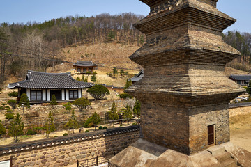 Sinsedong Seven-story Brick Pagoda in Andong-si, South Korea.