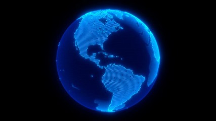 digital earth globe rotation animation