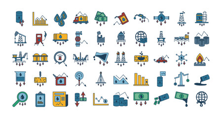 bundle of oil prices set icons