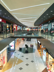 Empty halls of a shopping center during quarantine.