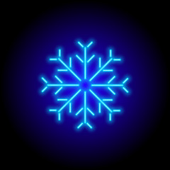vector neon flat design icon of ice snowflake weather symbol