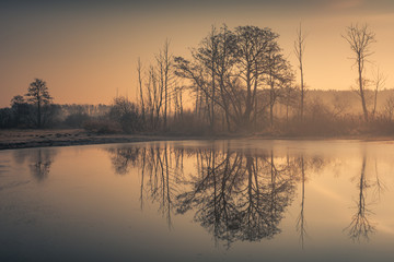 Fototapeta na wymiar Backwaters in the valley of the Jeziorka river near Piaseczno, Poland